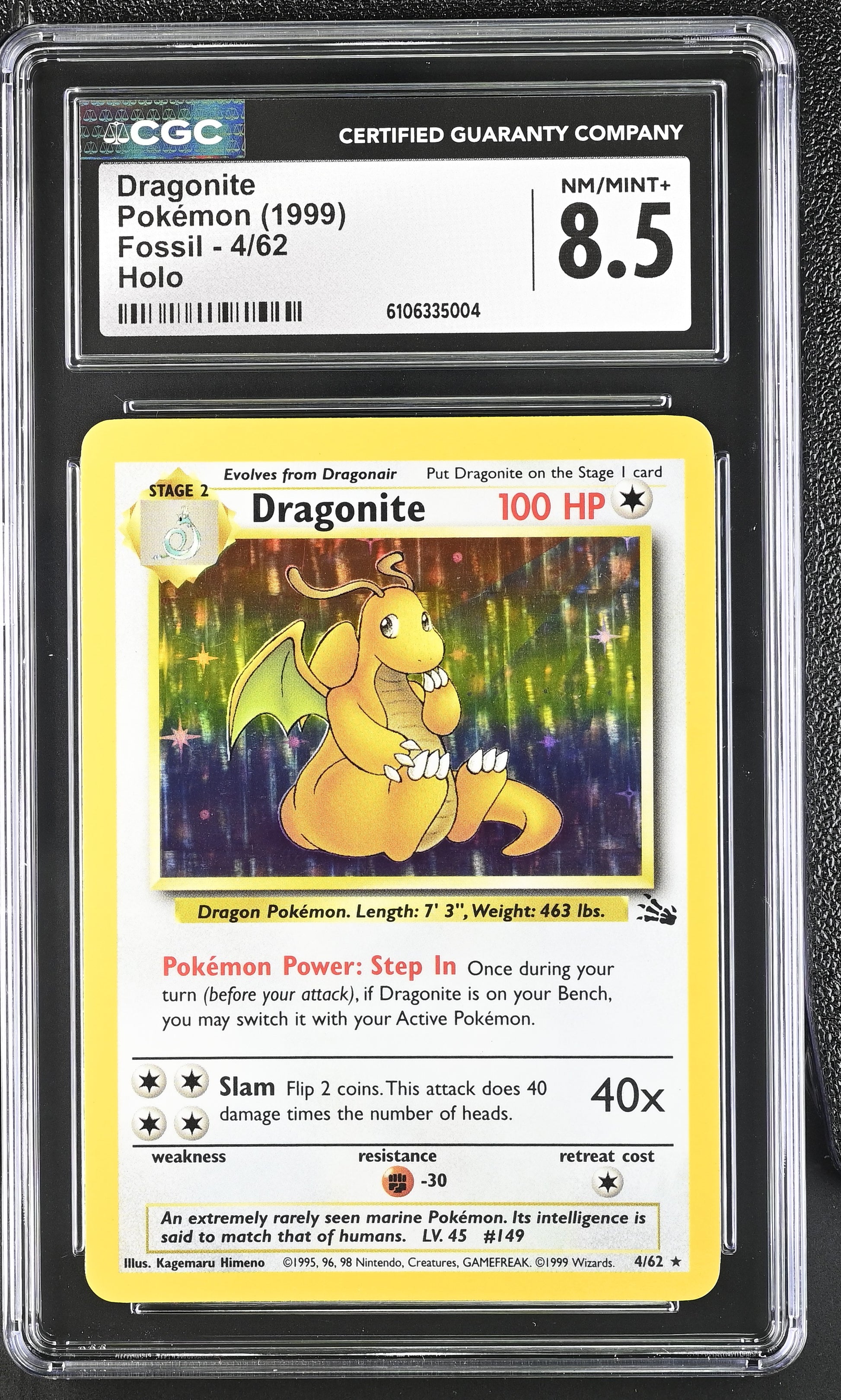 1999 Fossil #4/62 Dragonite CGC 8.5