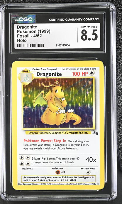 1999 Fossil #4/62 Dragonite CGC 8.5