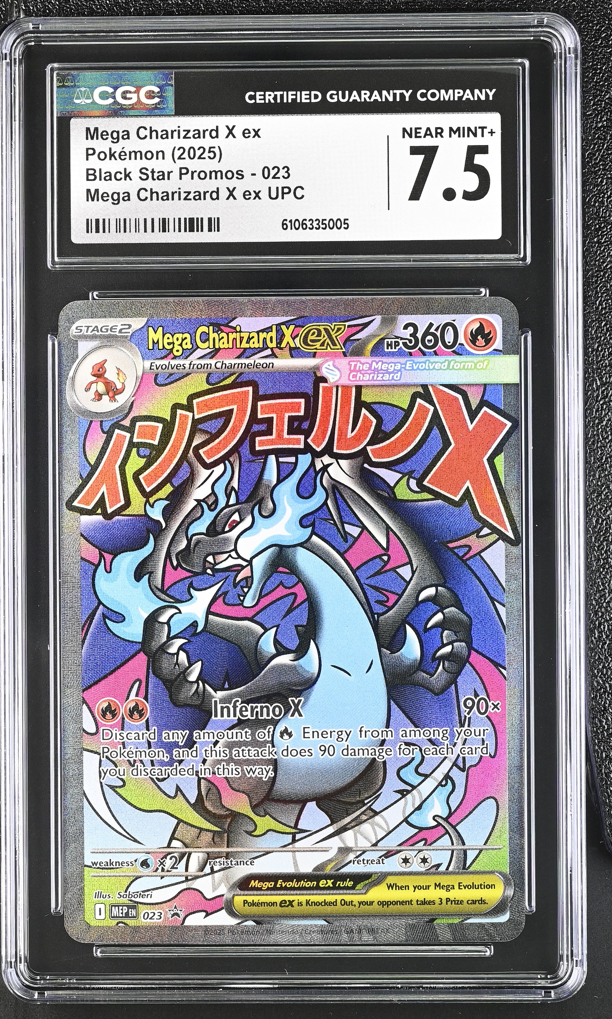2025 Black Star Promos #023 Mega Charizard X ex CGC 7.5 – Delco Rips Cards