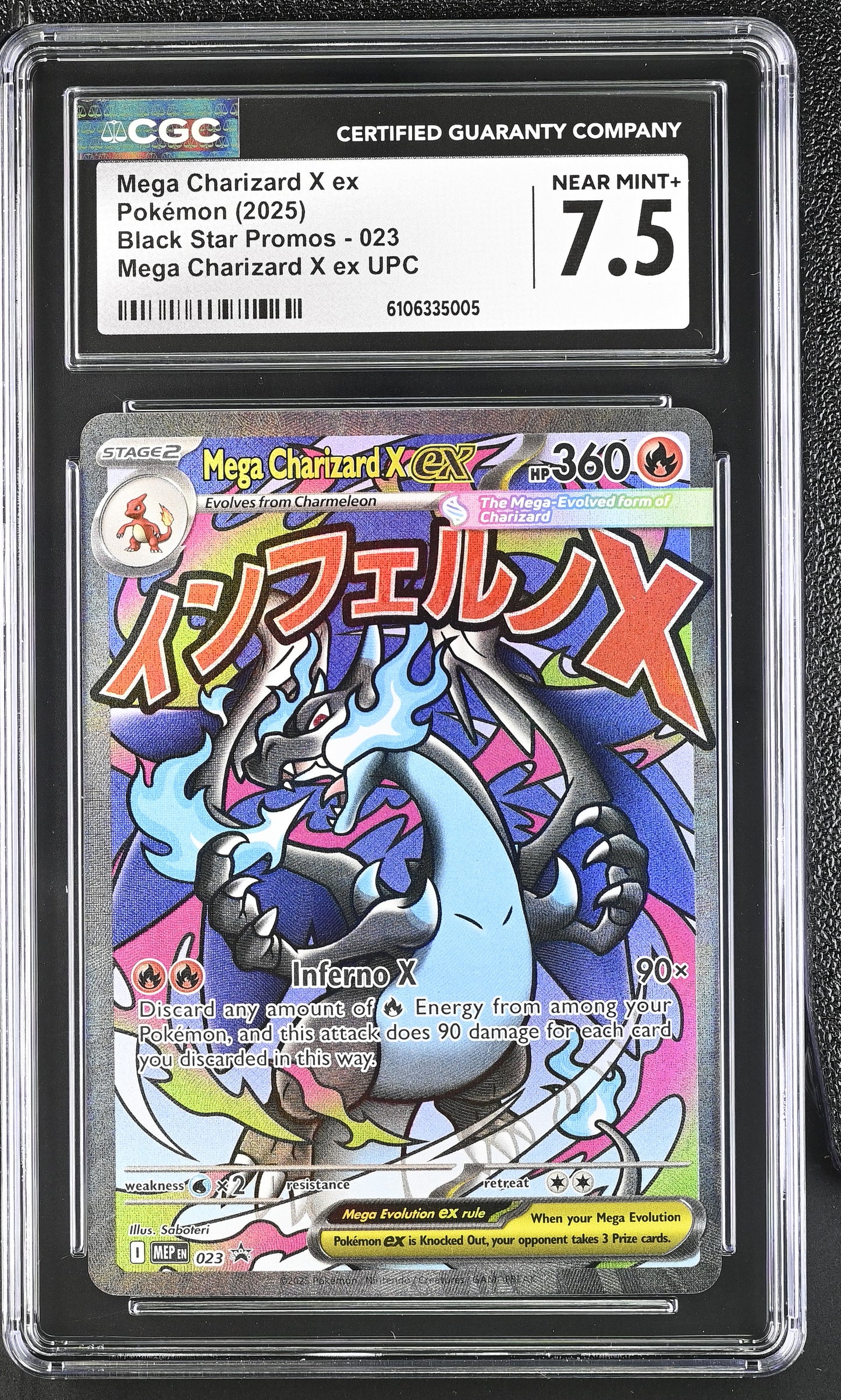 2025 Black Star Promos #023 Mega Charizard X ex CGC 7.5