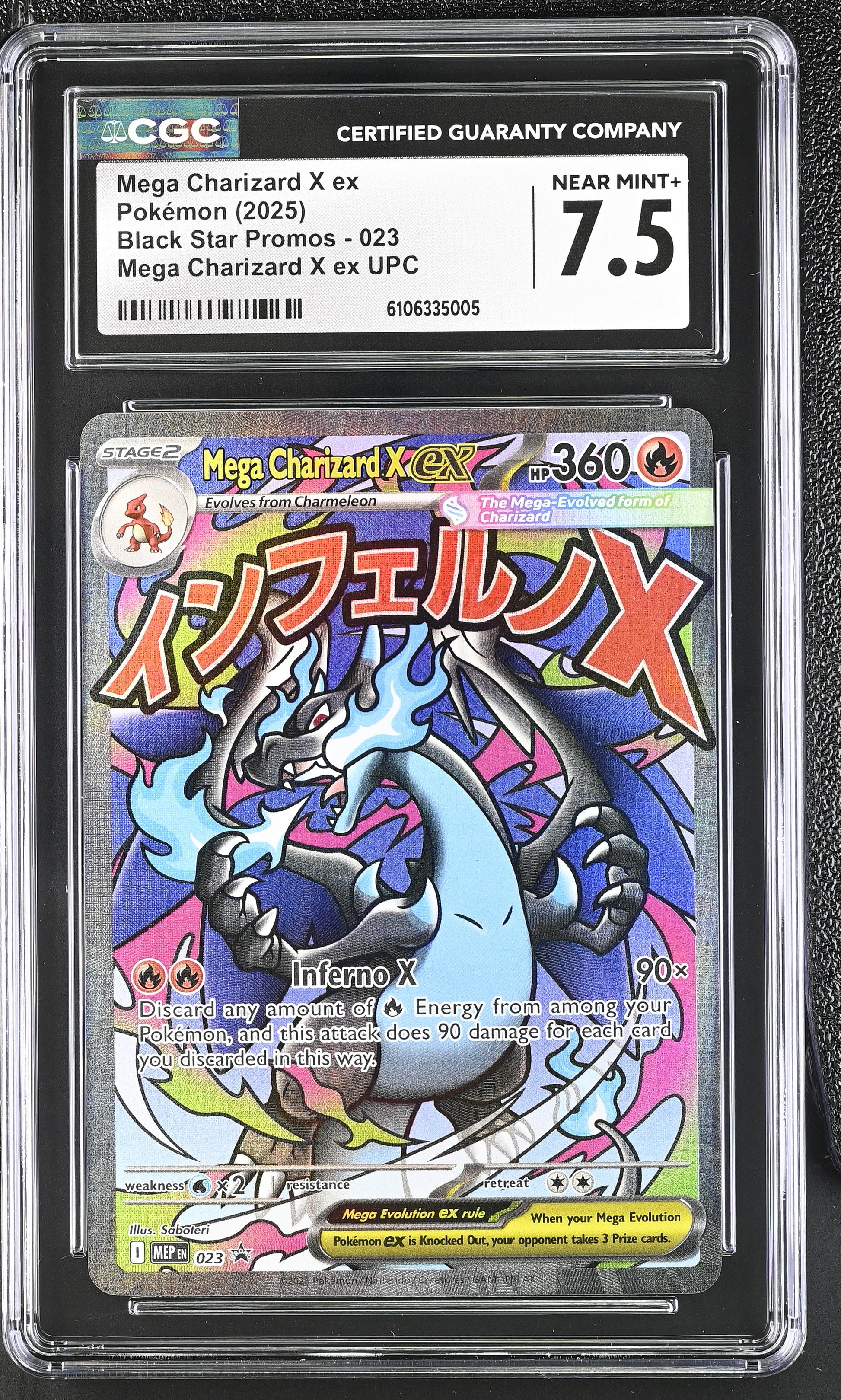 2025 Black Star Promos #023 Mega Charizard X ex CGC 7.5