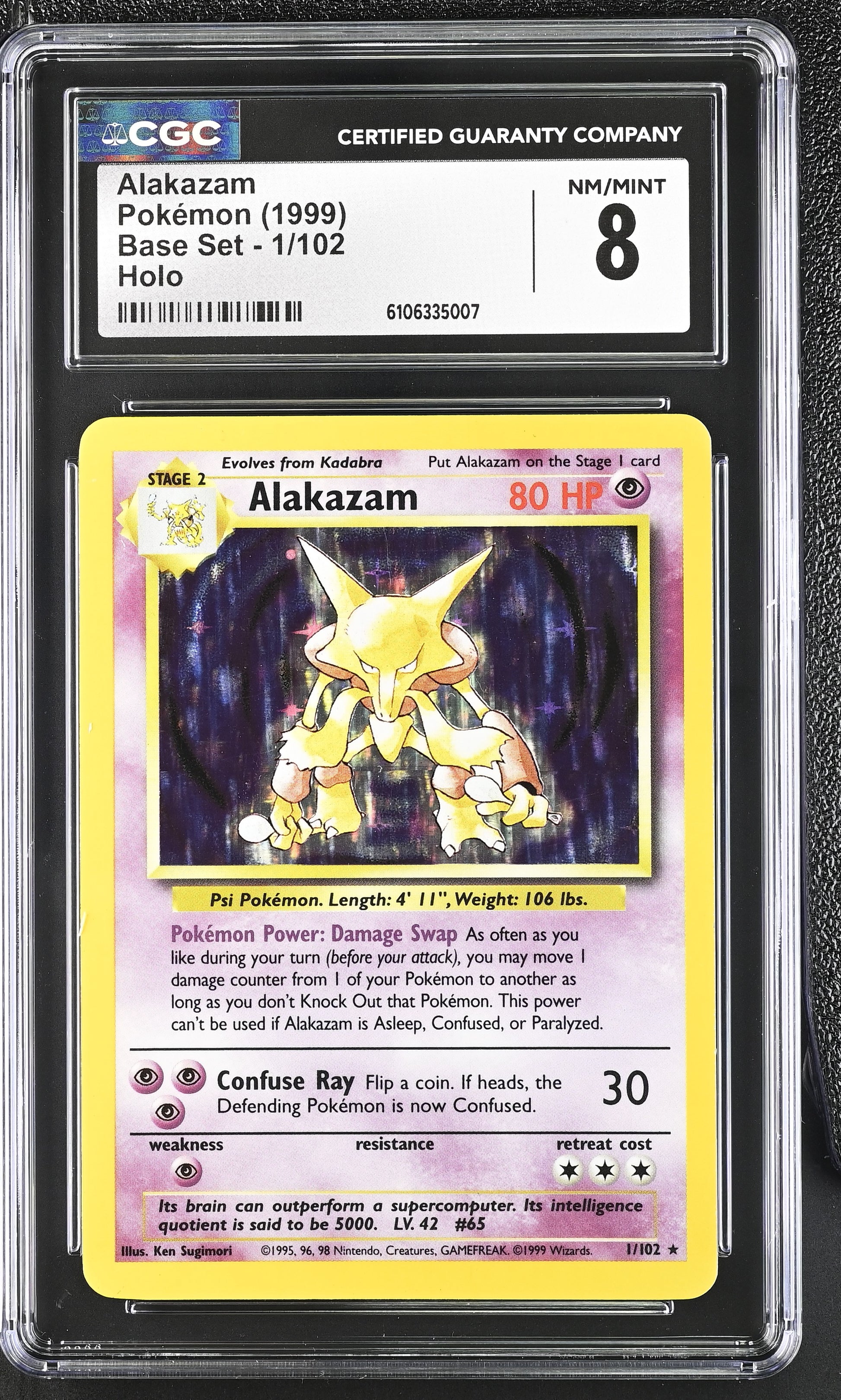 1999 Base Set #1/102 Alakazam CGC 8