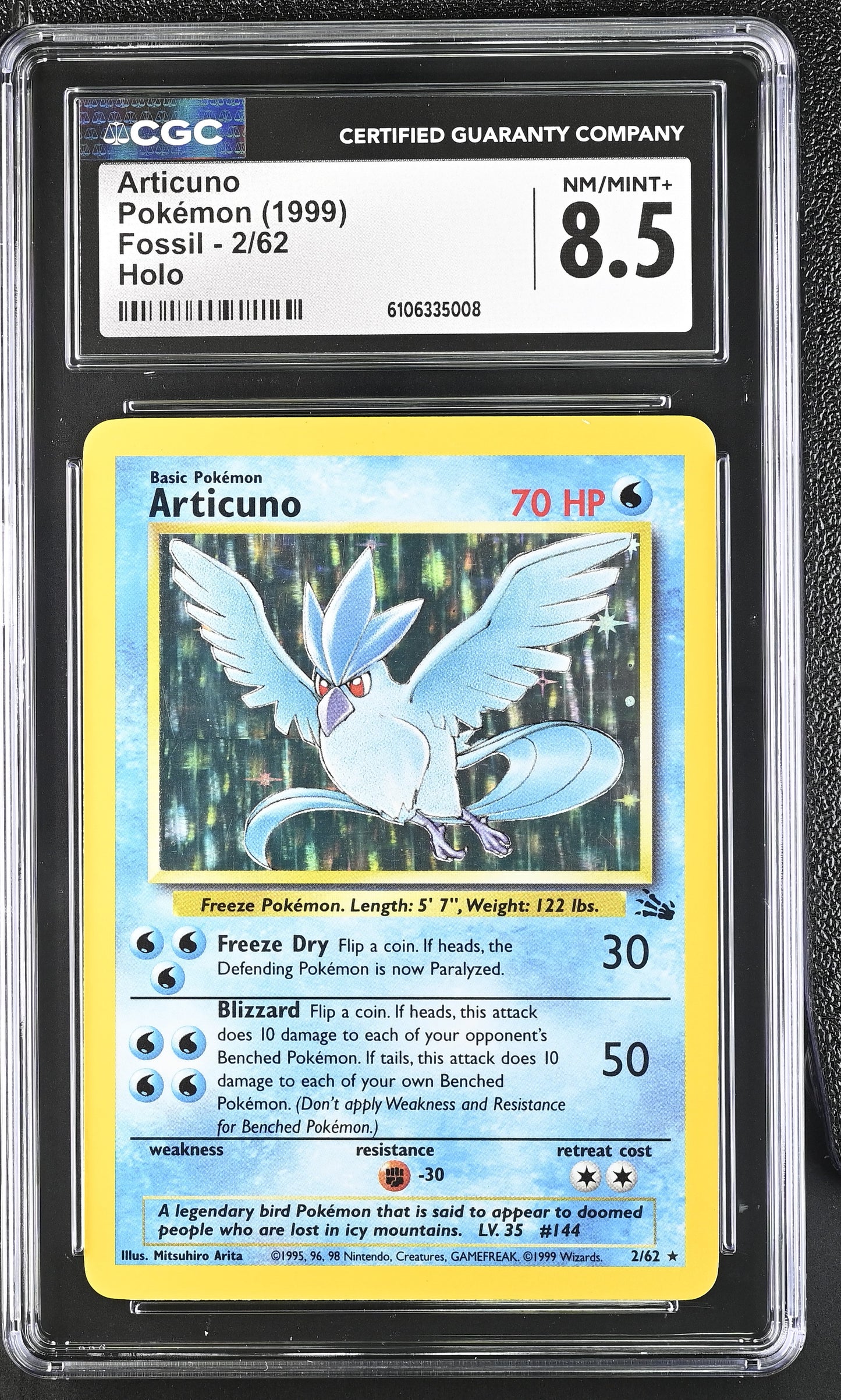 1999 Fossil #2/62 Articuno CGC 8.5
