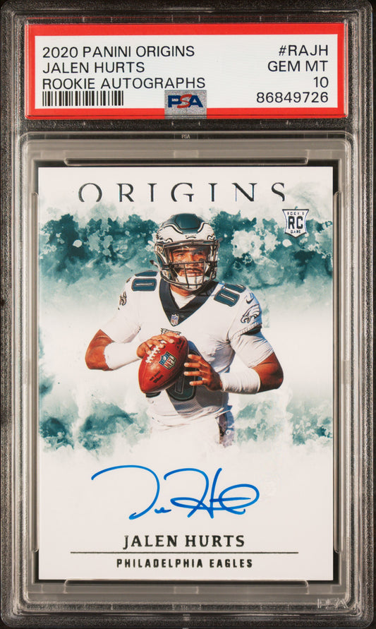 2020 Panini Origins Rookie Autographs #RAJH Jalen Hurts Rookie Autographs PSA 10