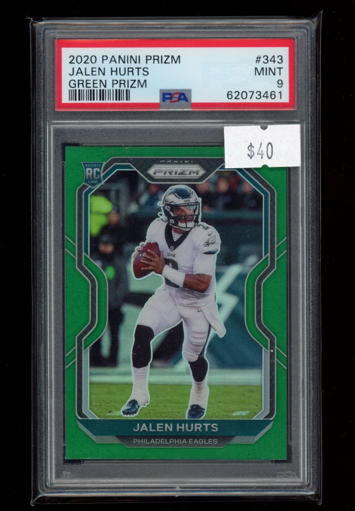 2020 Panini Prizm #343 Jalen Hurts Prizm Green PSA 9