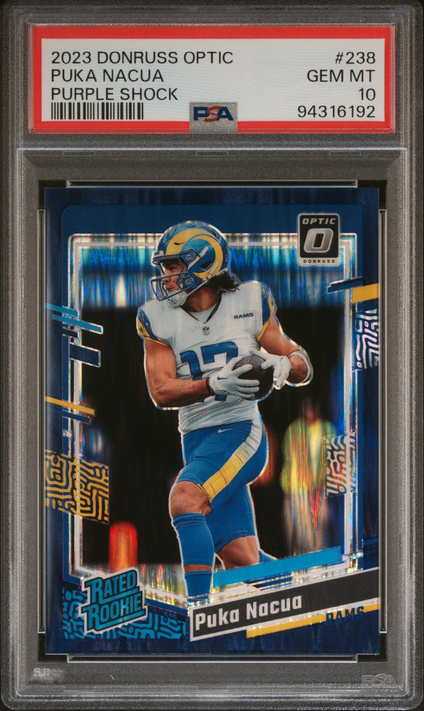 2023 Panini Donruss Optic #238 Puka Nacua Purple Shock PSA 10