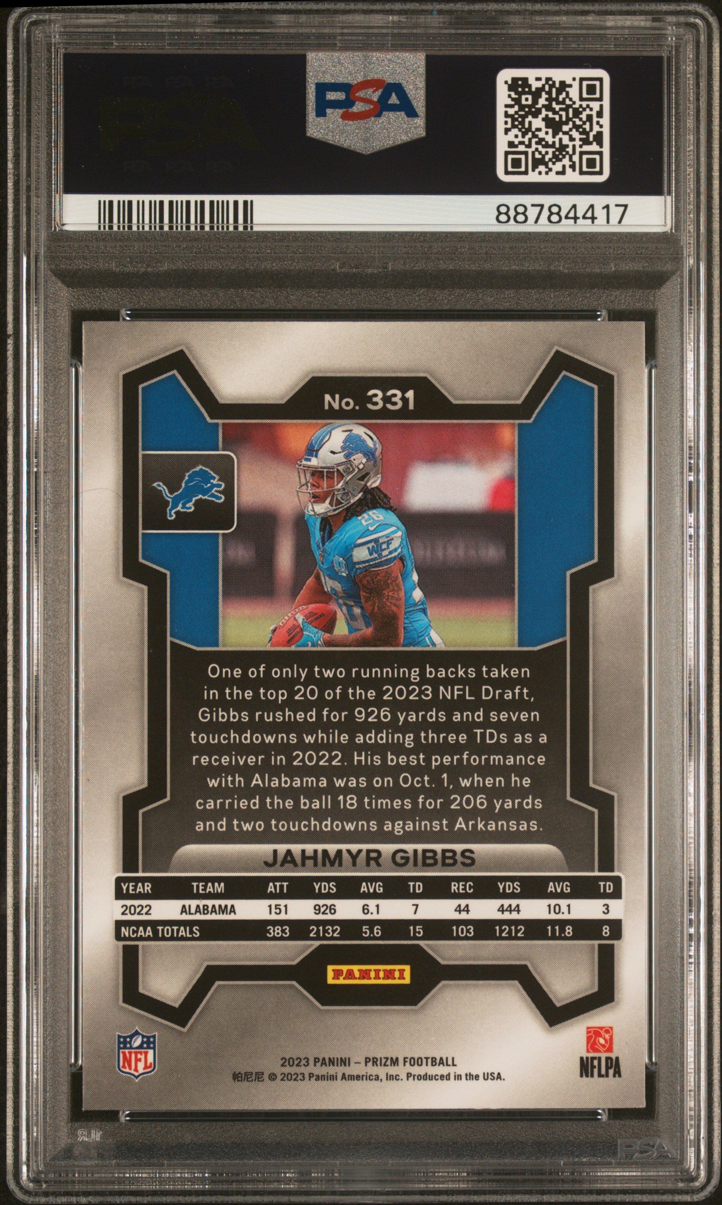 2023 Panini Prizm #331 Jahmyr Gibbs PSA 10