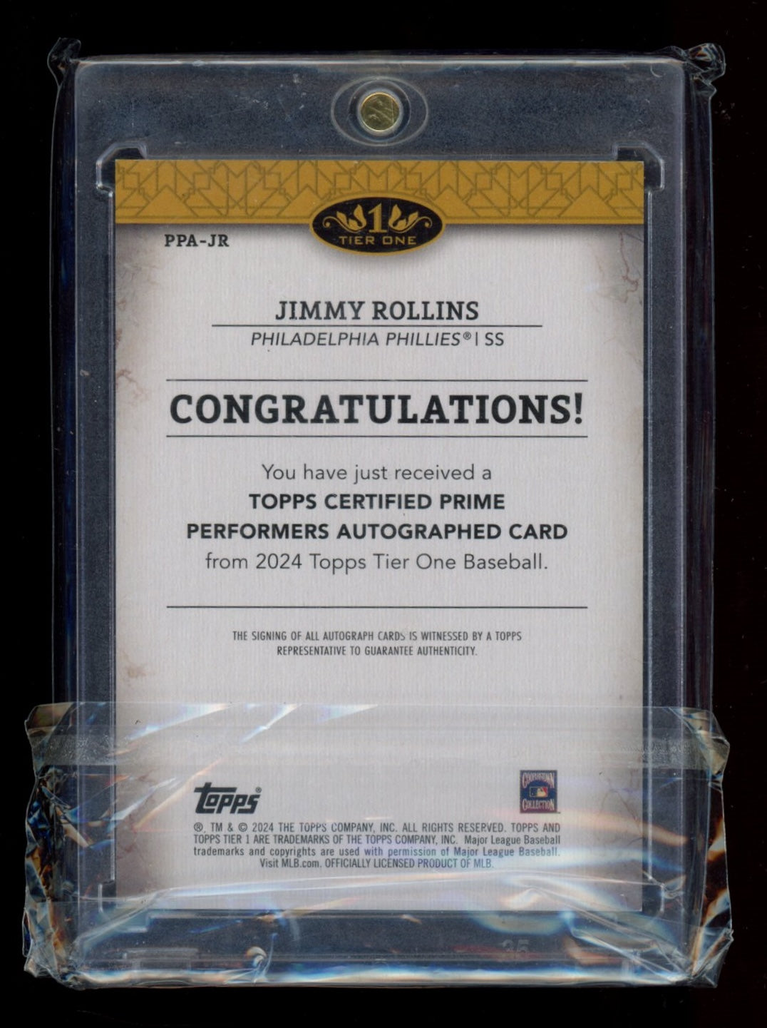 2024 Topps Tier One #PPA-JR Jimmy Rollins Performers Auto Blue #/99
