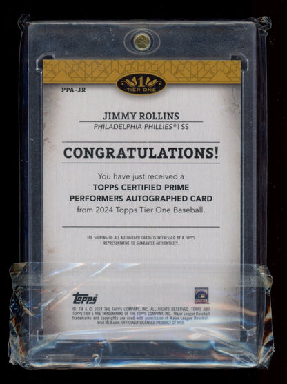 2024 Topps Tier One #PPA-JR Jimmy Rollins Performers Auto Blue #/99