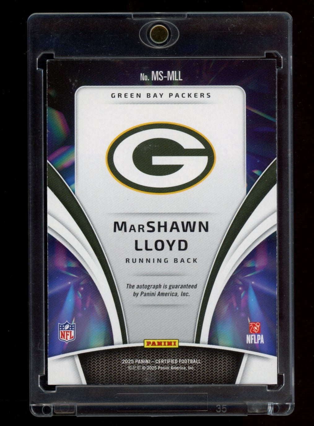 2025 Panini Certified #MS-MLL MarShawn Lloyd Mirror Signatures Black #/1