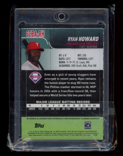 2022 Stadium Club #SCBA-RH Ryan Howard Autographs