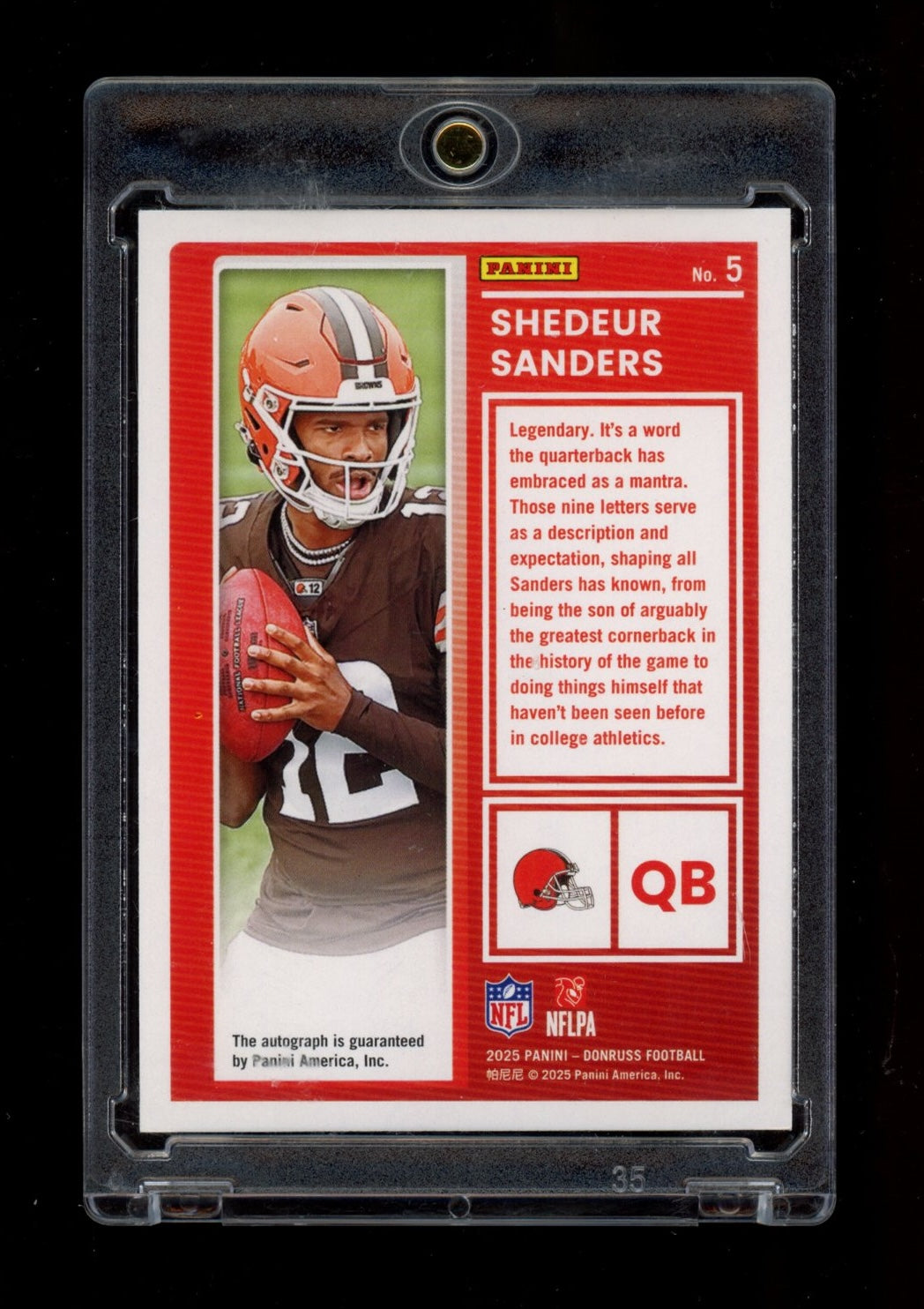2025 Donruss #5 Shedeur Sanders The Rookies Autographs #/299