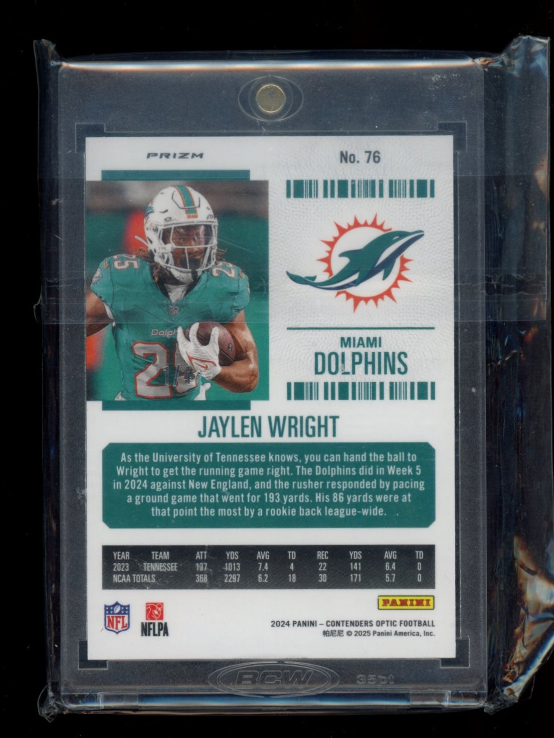 2024 Panini Contenders Optic #76 Jaylen Wright Neon Marble #/4