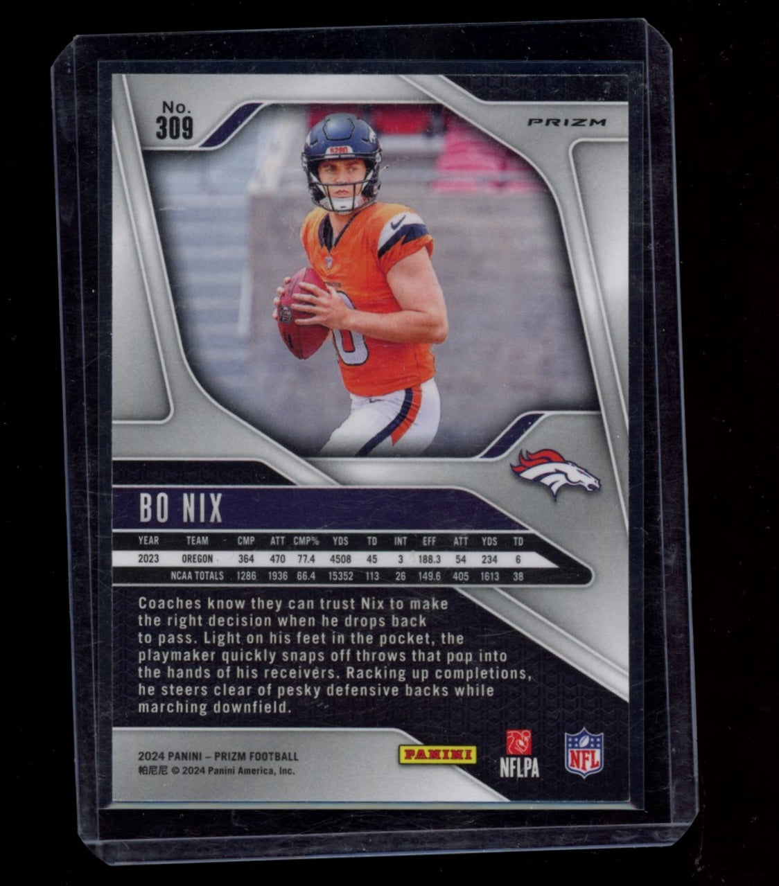 2024 Panini Prizm #309 Bo Nix Silver