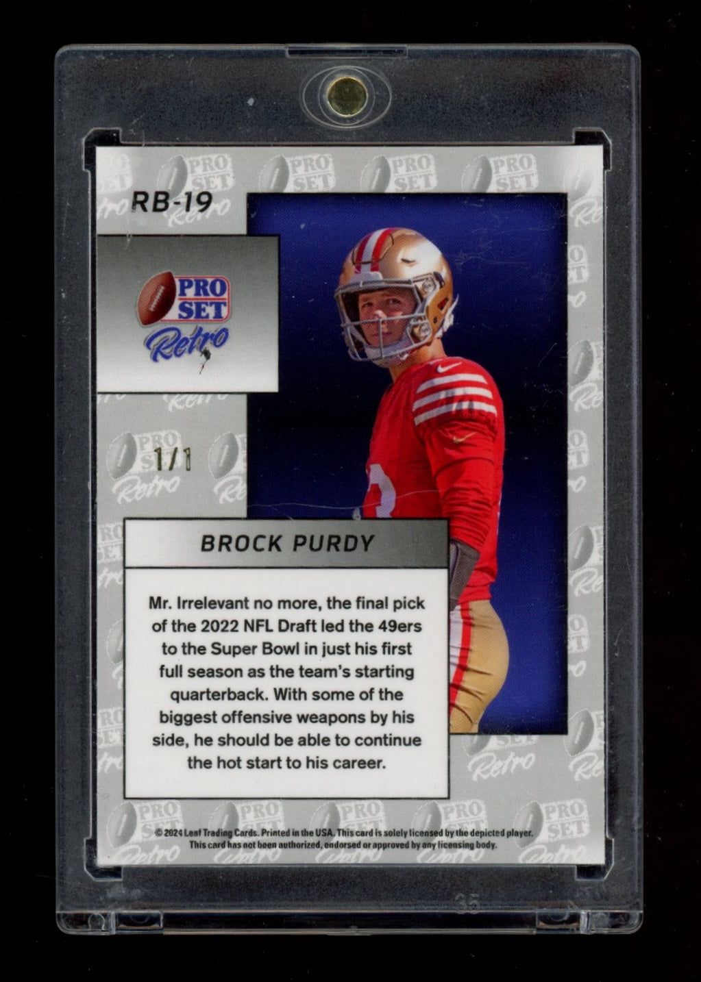 2024 Pro Set Metal - Retro Wave Gold #RB-19 Brock Purdy #/1
