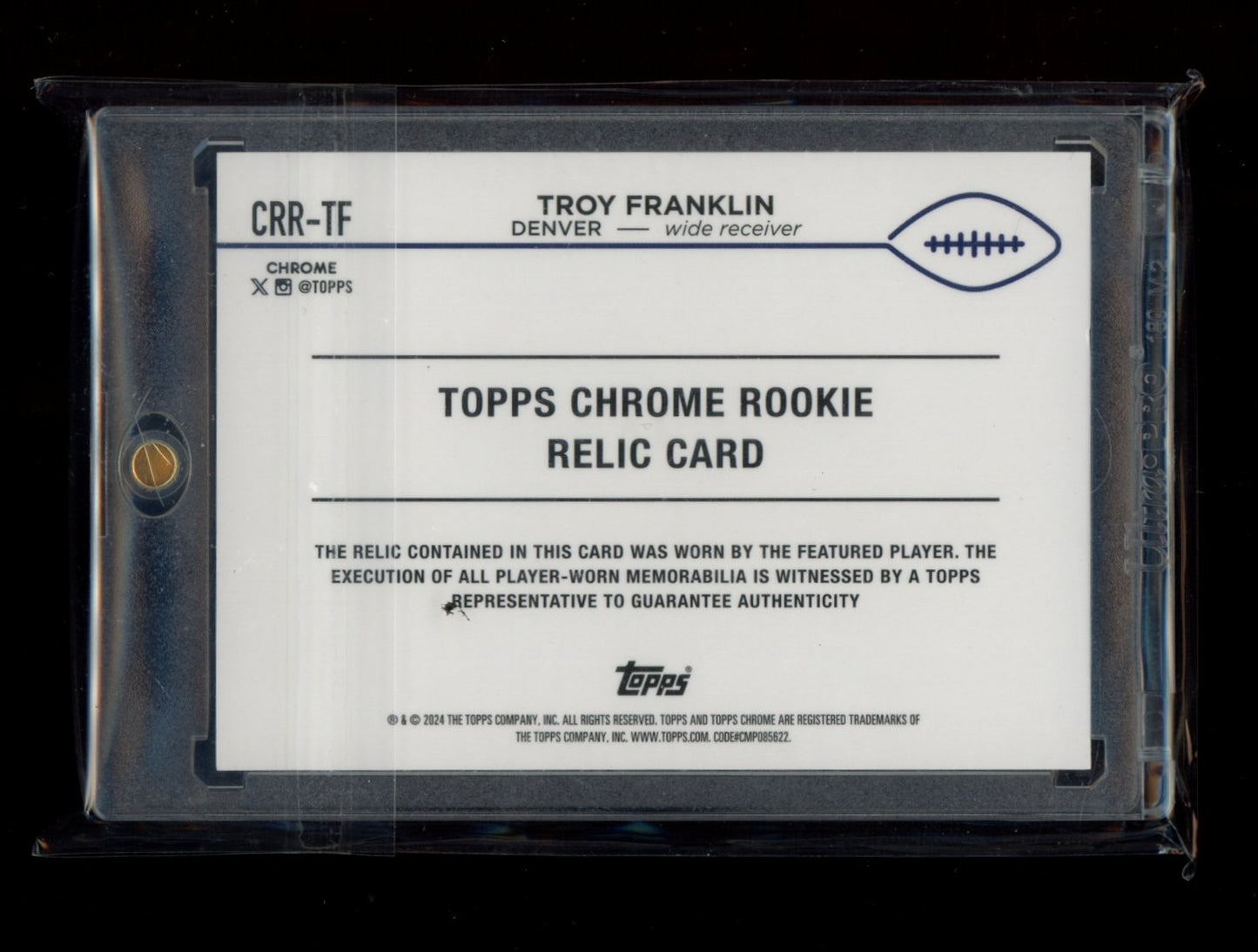 2024 Topps Chrome #CRR-TF Troy Franklin patch orange #/25