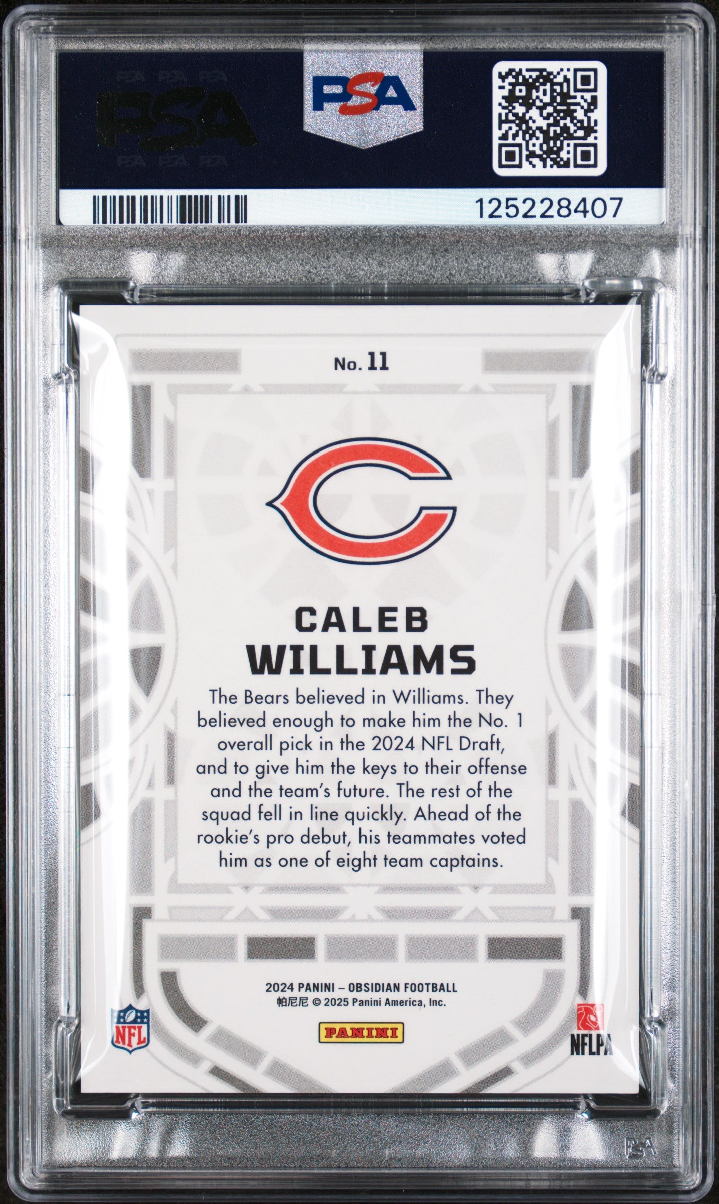 2024 Panini Obsidian Black Stained Glass #11 Caleb Williams PSA 9