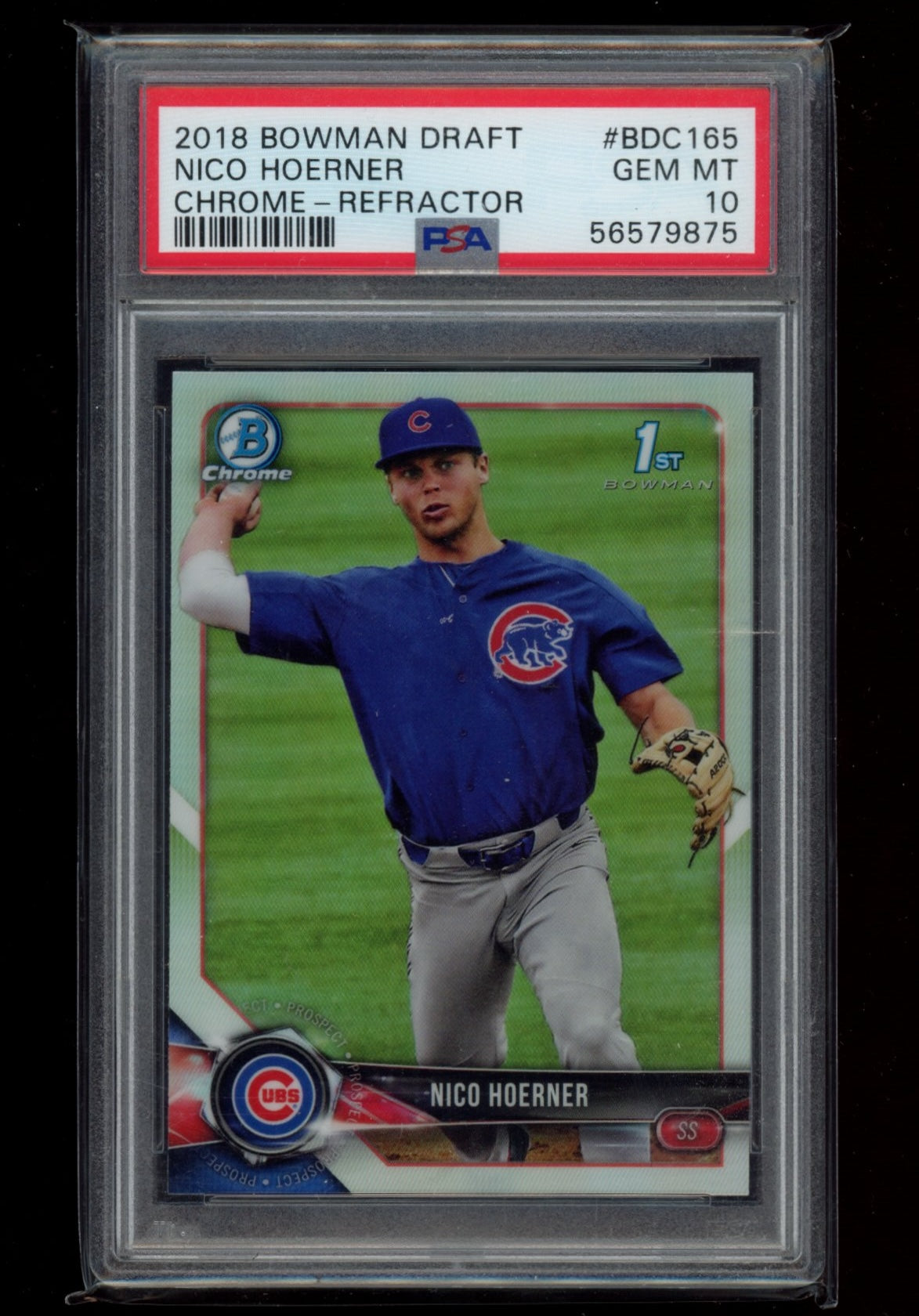 2018 Bowman Draft #BDC165 Nico Hoerner Chrome-Refractor PSA 10