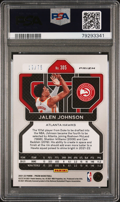 2021 Panini Prizm #305 Jalen Johnson Nba 75th Diamond Prizm PSA 8