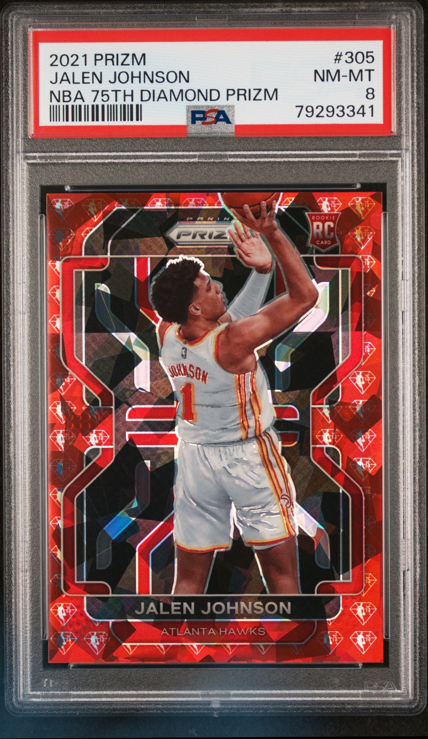 2021 Panini Prizm #305 Jalen Johnson Nba 75th Diamond Prizm PSA 8