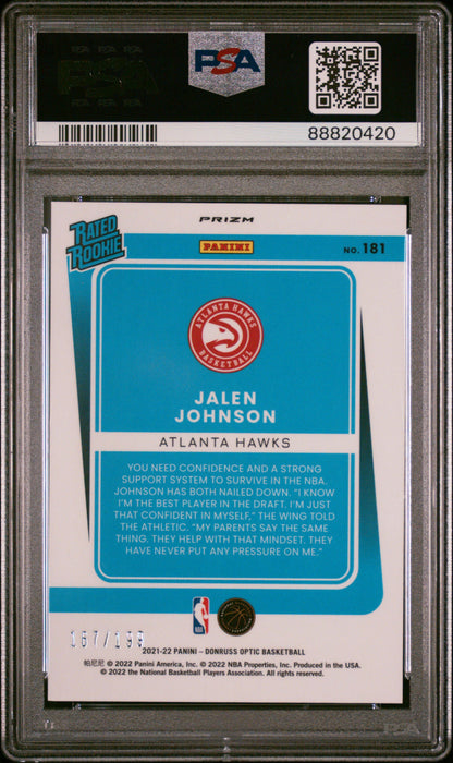 2021 Panini Donruss Optic #181 Jalen Johnson Orange PSA 9