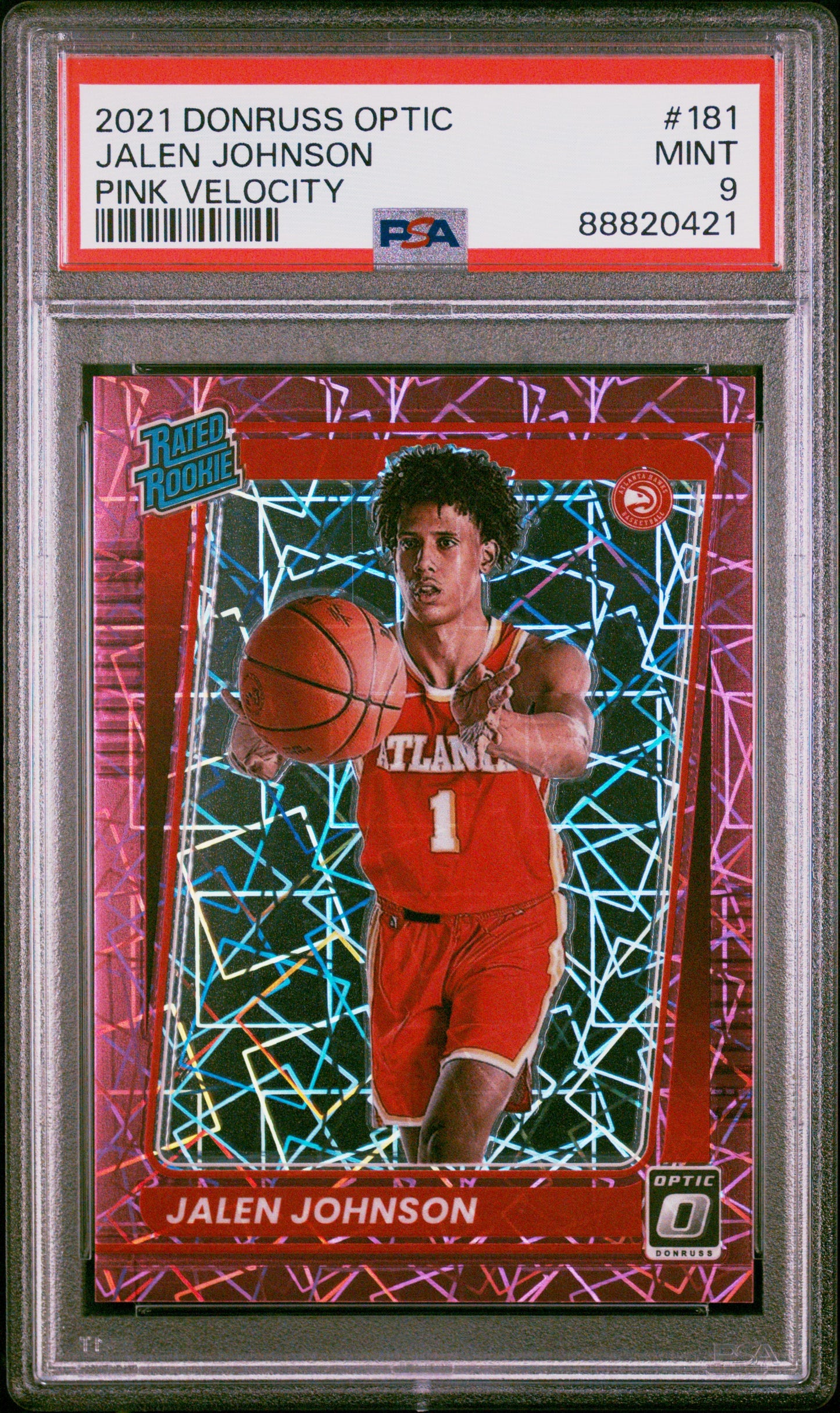 2021 Panini Donruss Optic #181 Jalen Johnson Pink Velocity PSA 9