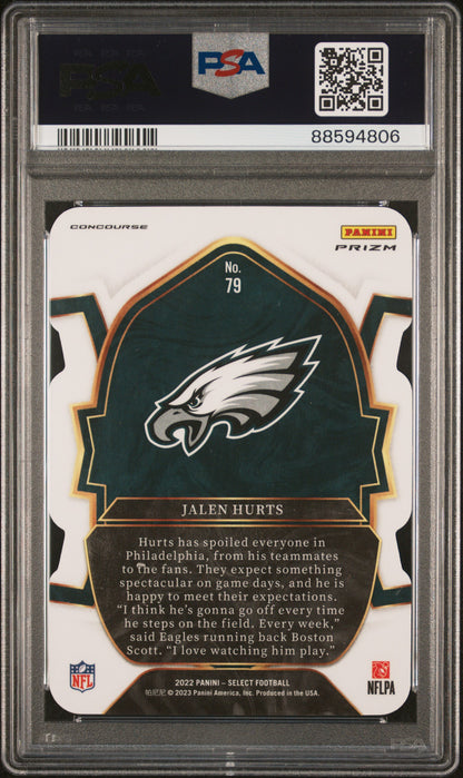 2022 Panini Select #79 Jalen Hurts Zebra Prizm PSA 10