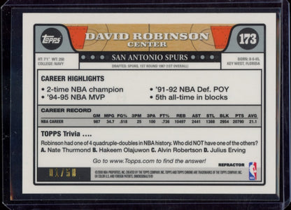 2008-09 Topps Chrome #173 David Robinson Refractors Gold #/50