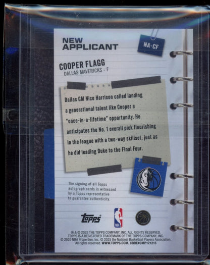 2025-26 Topps #NA-CF Cooper Flagg New Applicants Autographs