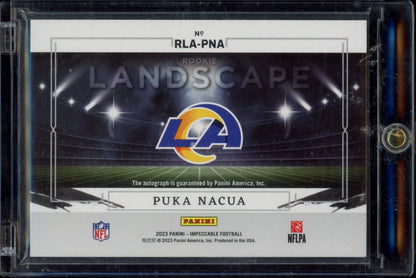 2023 Panini Impeccable #RLA-PNA Puka Nacua Rookie Landscape #/99