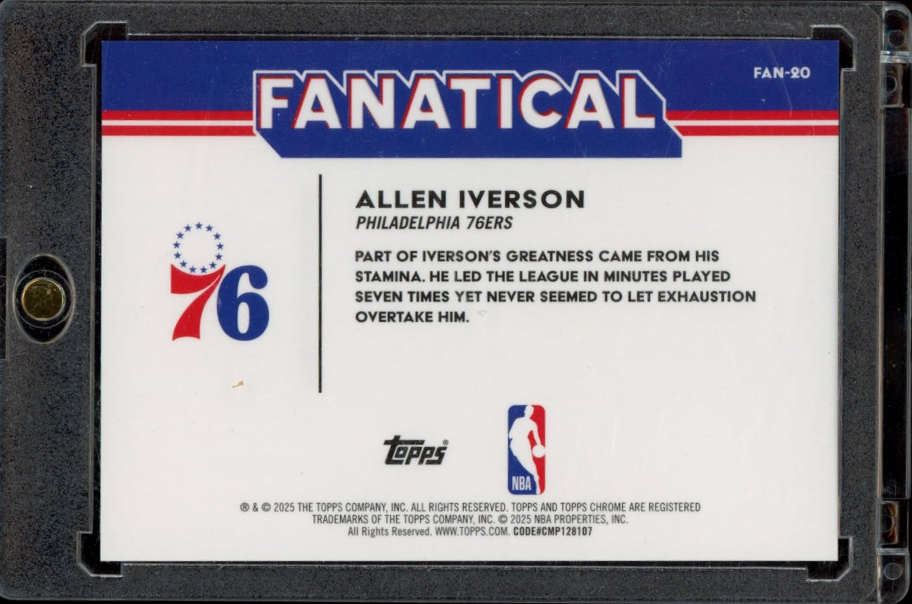 2025-26 Topps Chrome #FAN-20 Allen Iverson Fanatical Red Refractor #/5