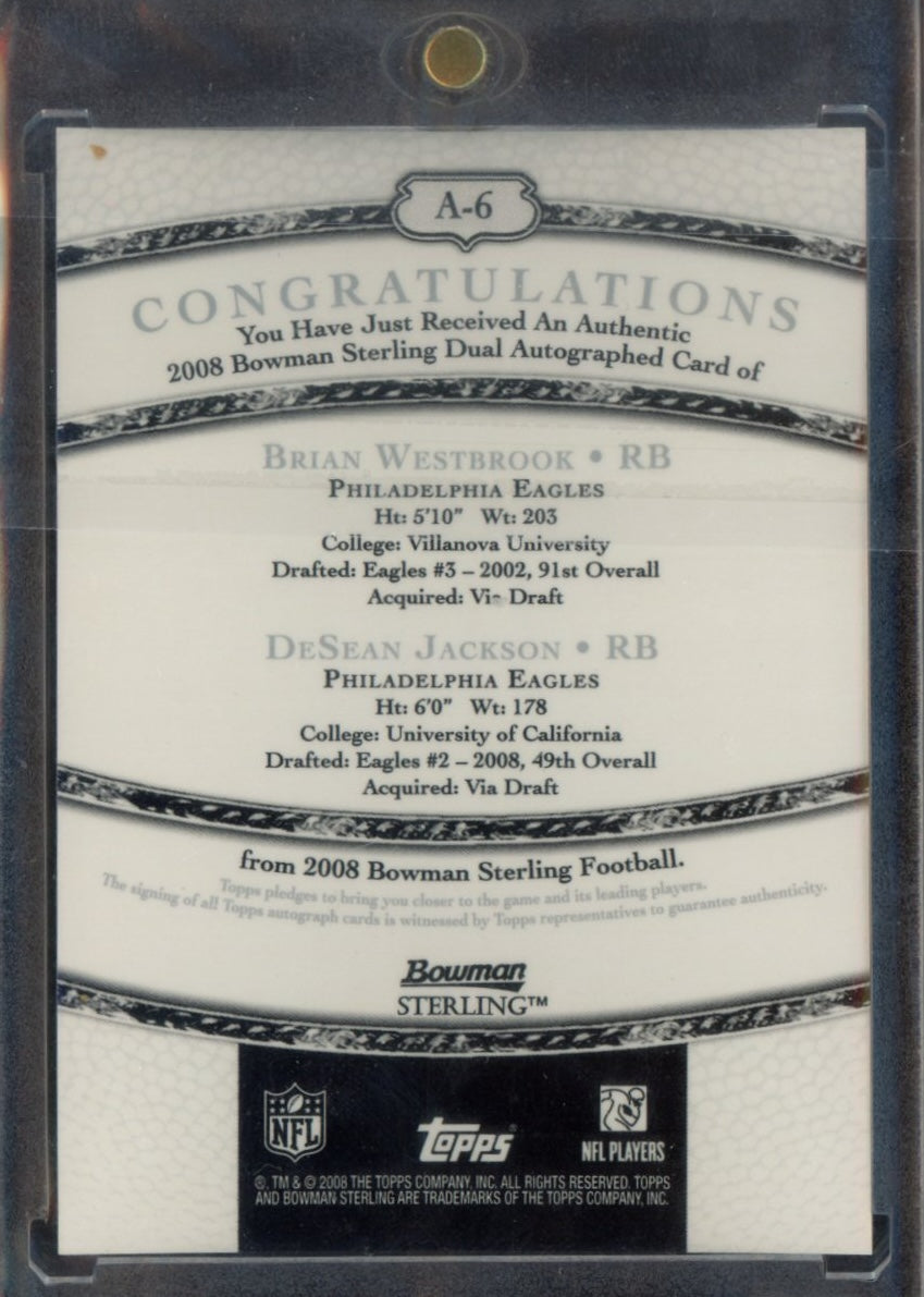 2008 Bowman Sterling #A-6 Brian Westbrook / DeSean Jackson Dual Auto
