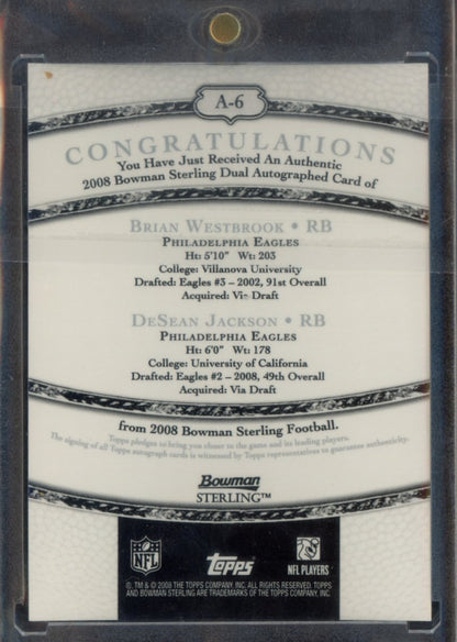 2008 Bowman Sterling #A-6 Brian Westbrook / DeSean Jackson Dual Auto