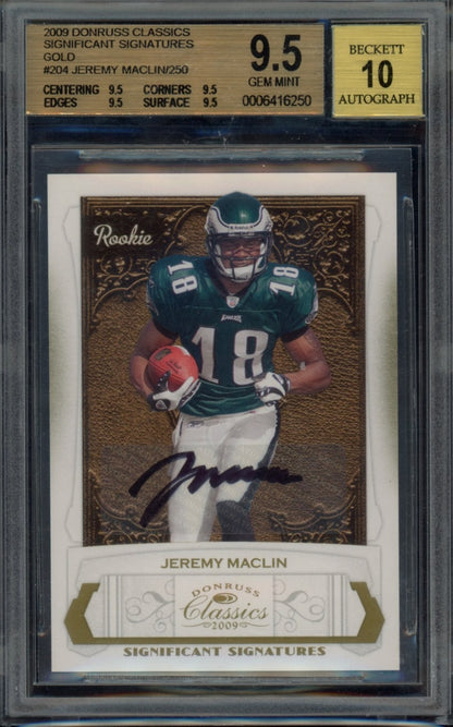 2009 Donruss Classics Significant Signatures Gold #204 Jeremy Maclin/250 BGS 9.5