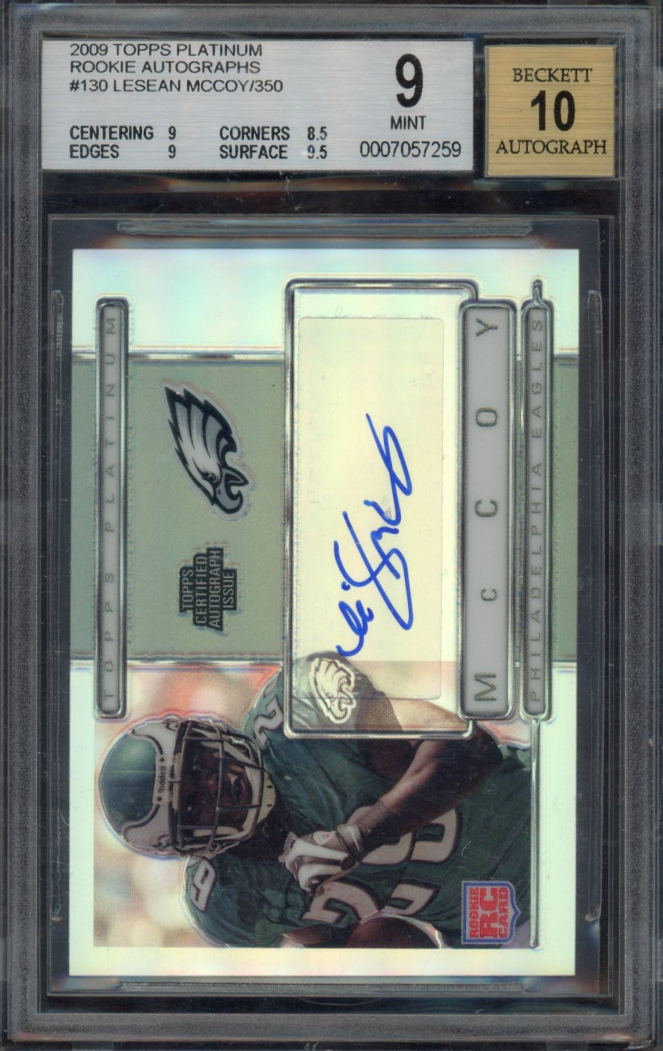 2009 Topps Platinum Rookie Autographs #130 LeSean McCoy/350 40 BGS 9.0