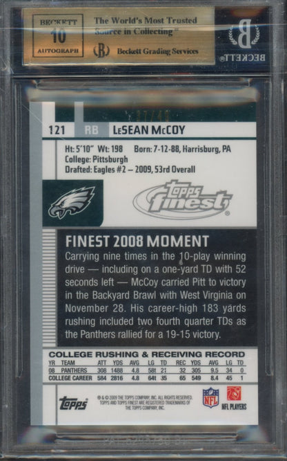 2009 Finest #121 LeSean McCoy AU/245 BGS 9.5