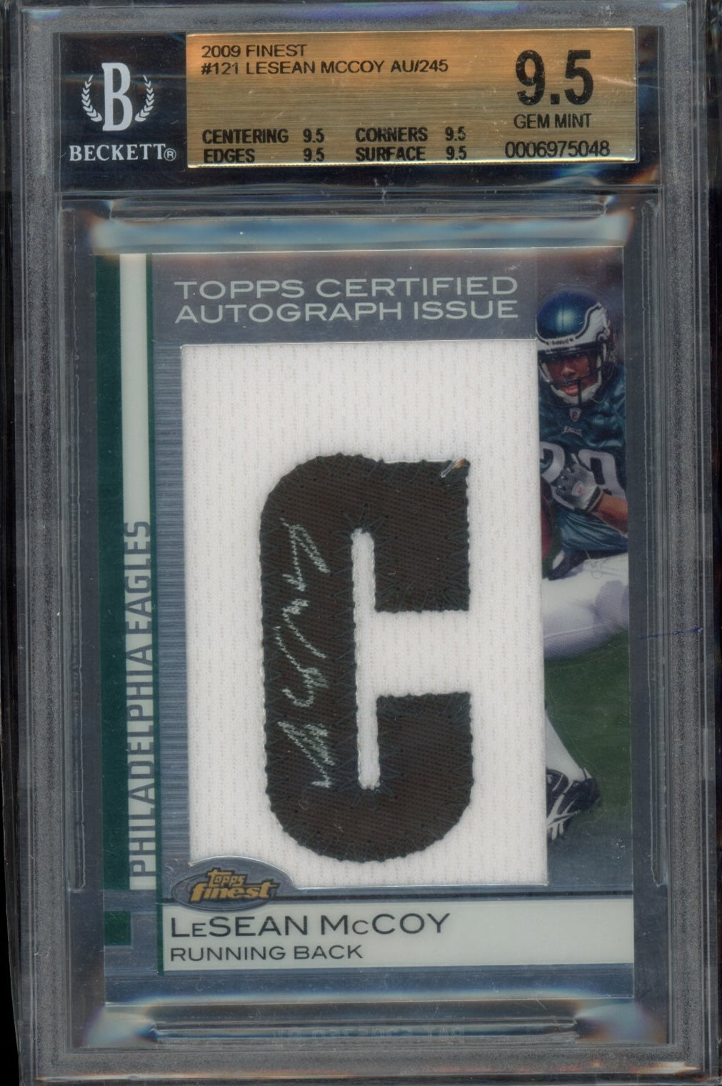 2009 Finest #121 LeSean McCoy AU/245 BGS 9.5