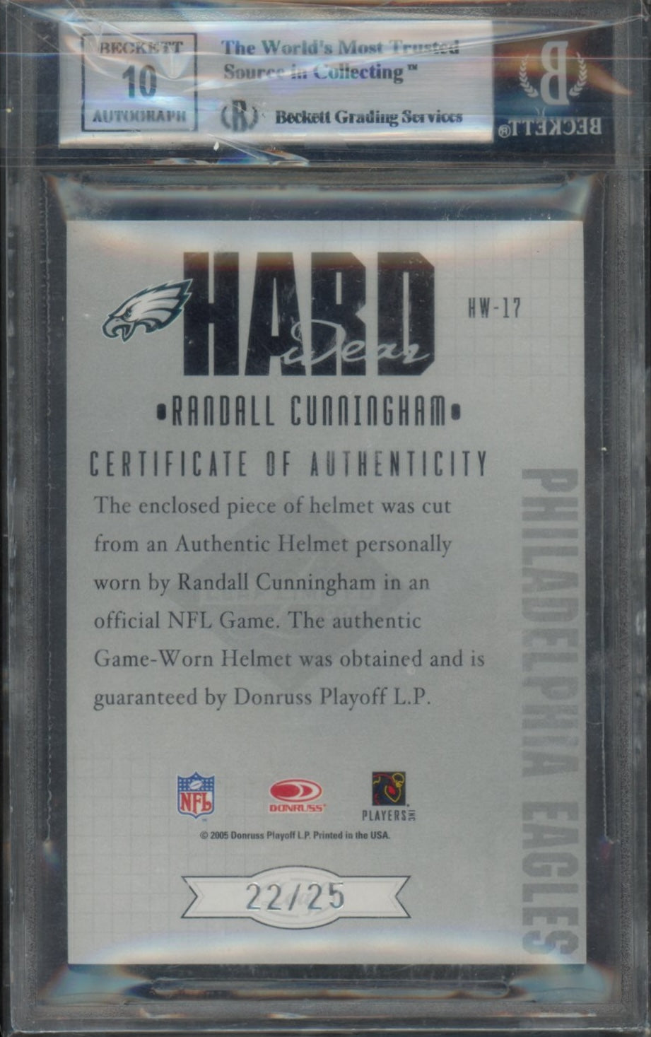 2005 Leaf Limited Hardwear Limited #H17 Randall Cunningham AU BGS 9