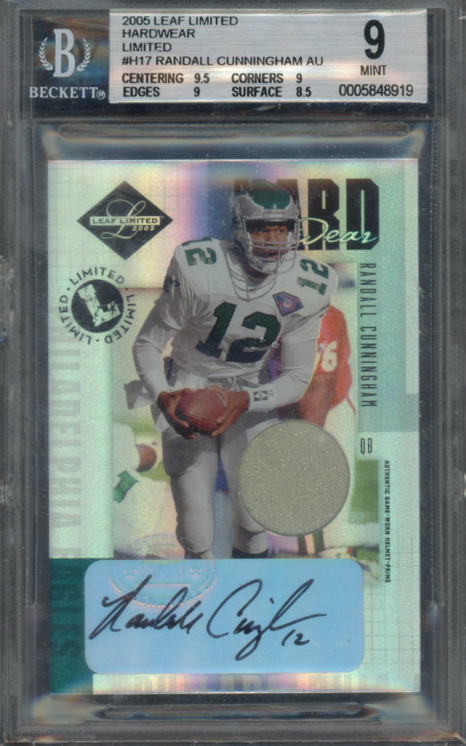 2005 Leaf Limited Hardwear Limited #H17 Randall Cunningham AU BGS 9