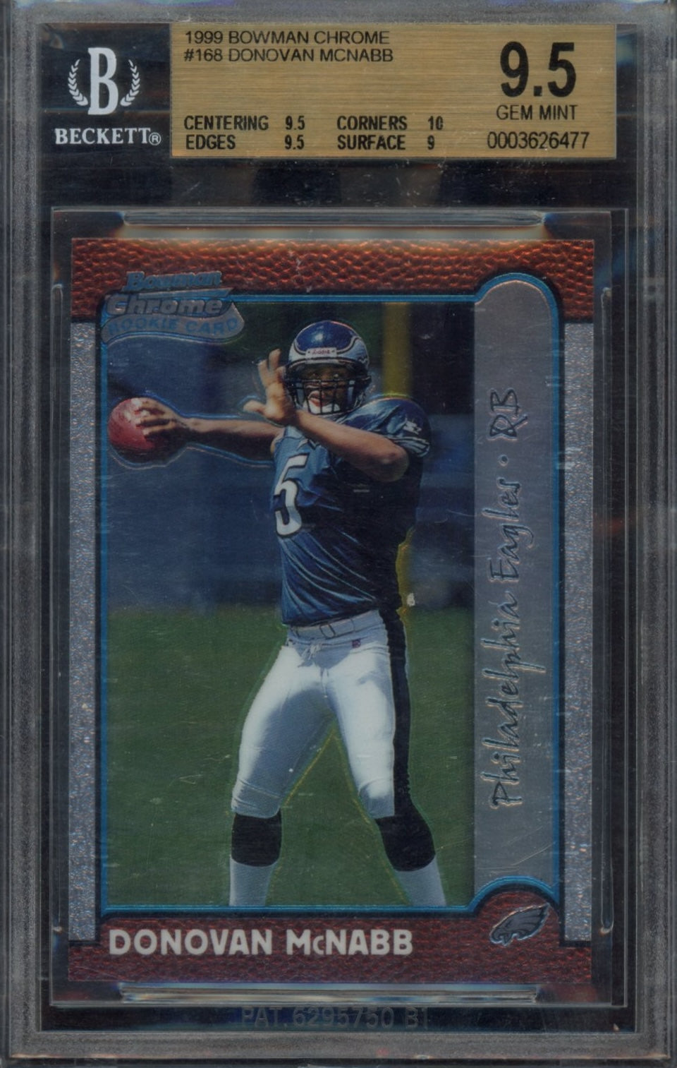 1999 Bowman Chrome #168 Donovan McNabb BGS 9.5