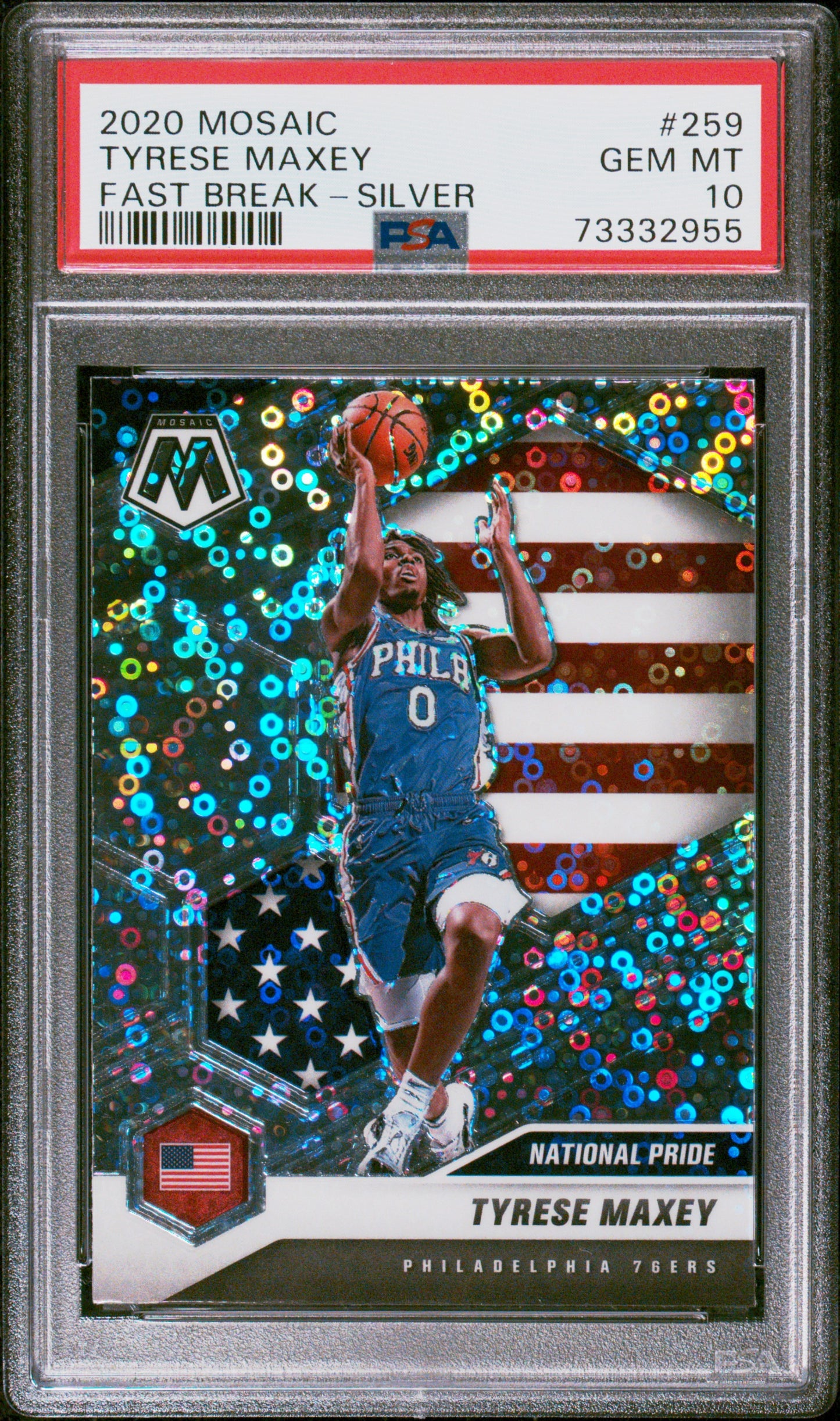 2020 Panini Mosaic #259 Tyrese Maxey Fast Break-Silver PSA 10