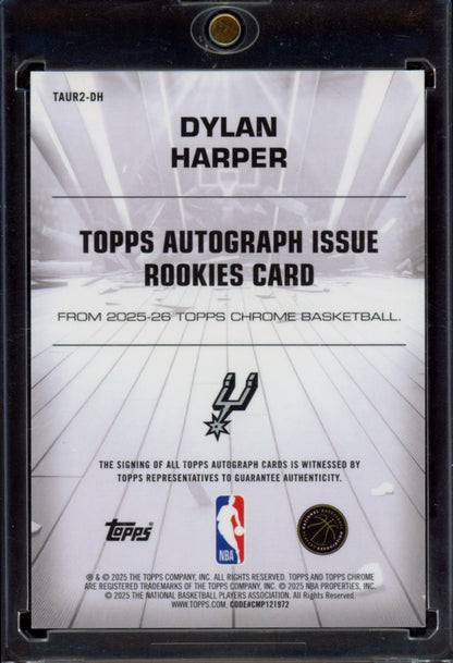 2025-26 Topps Chrome #TAUR2-DH Dylan Harper Autograph Issue Rookies