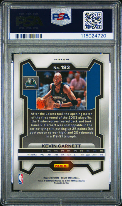 2023 Panini Prizm #183 Kevin Garnett King Snake PSA 9