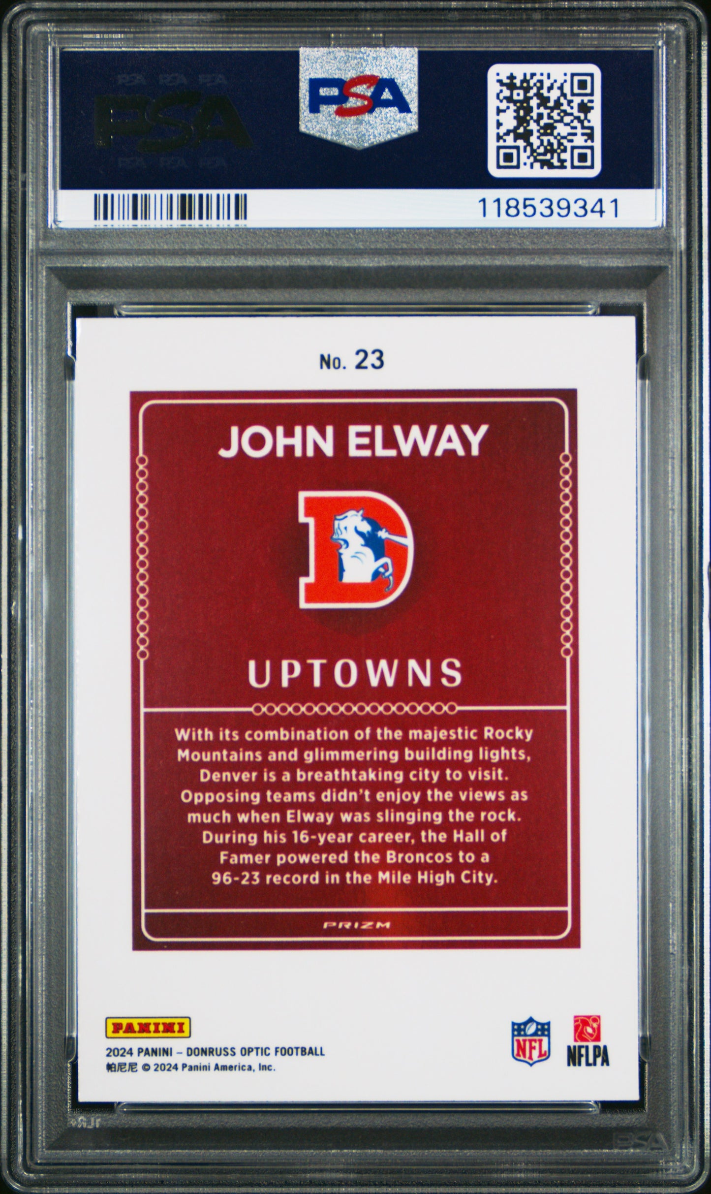 2024 Panini Donruss Optic Uptowns #23 John Elway PSA 10
