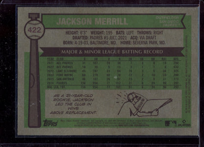 2025 Topps Heritage #422 Jackson Merrill Chrome Black Refractor #/76