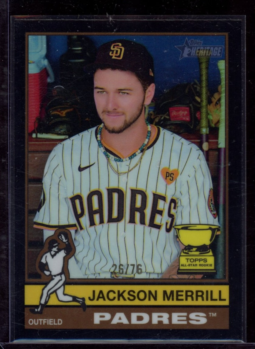 2025 Topps Heritage #422 Jackson Merrill Chrome Black Refractor #/76