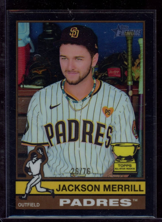 2025 Topps Heritage #422 Jackson Merrill Chrome Black Refractor #/76