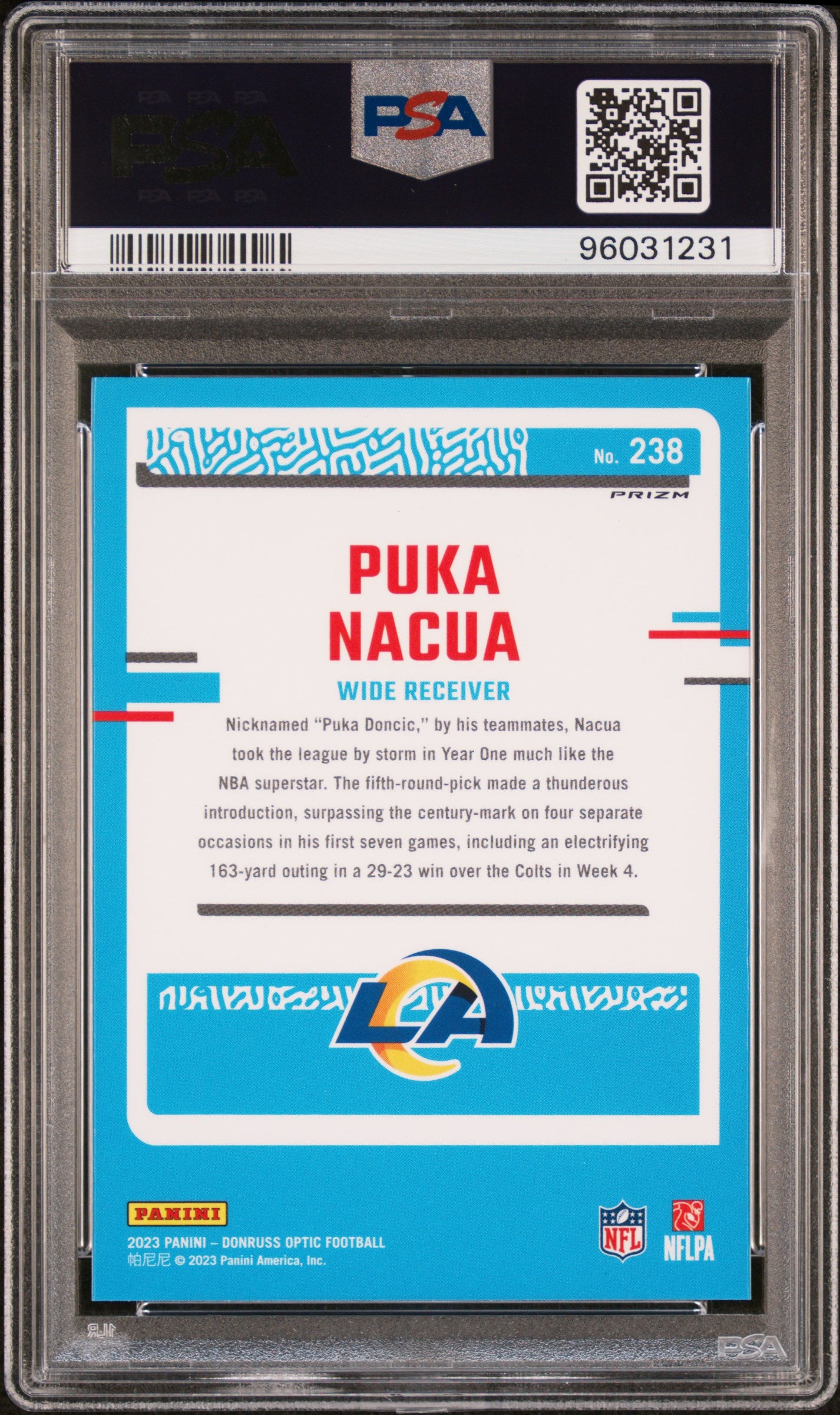 2023 Panini Donruss Optic #238 Puka Nacua Green Velocity PSA 10