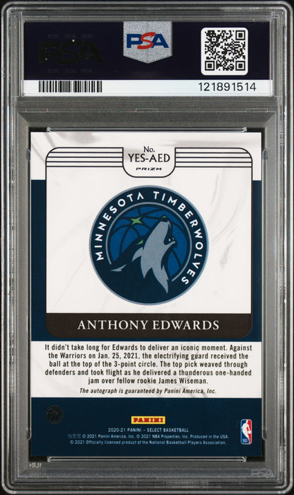 2020 Panini Select Youth Explosion Signatures #YESAED Anthony Edwards PSA 9