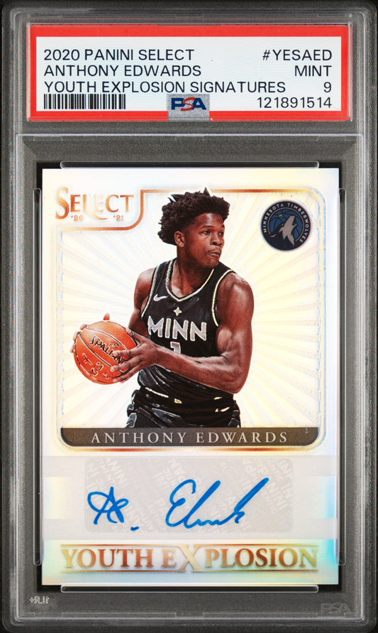 2020 Panini Select Youth Explosion Signatures #YESAED Anthony Edwards PSA 9